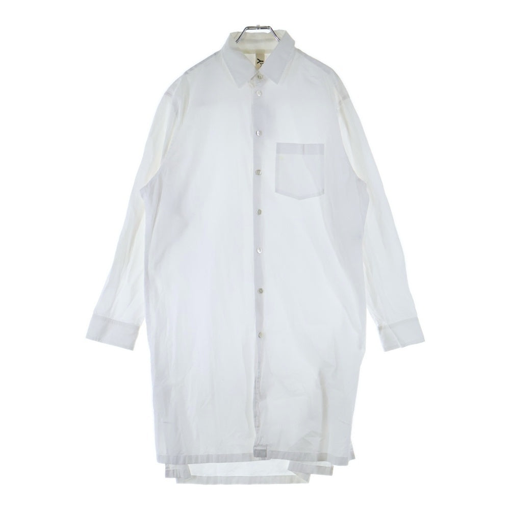 Ground Y(グラウンドワイ) 長袖ロングボタンダウンシャツ ホワイト GD-B10-007
