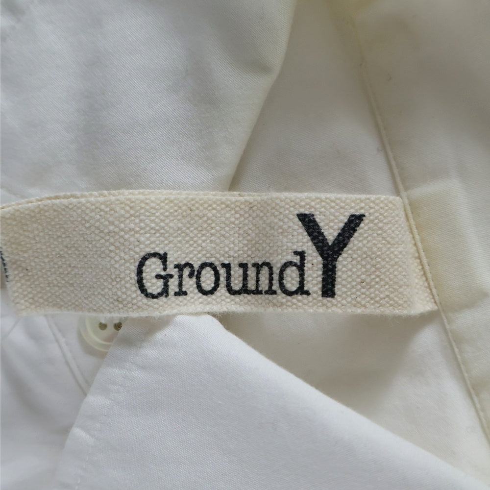 Ground Y(グラウンドワイ) 長袖ロングボタンダウンシャツ ホワイト GD-B10-007