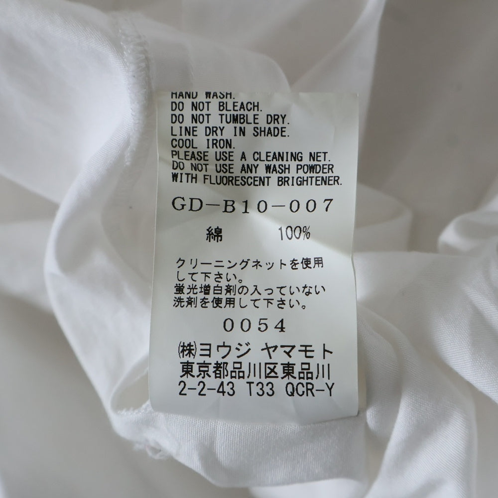 Ground Y(グラウンドワイ) 長袖ロングボタンダウンシャツ ホワイト GD-B10-007