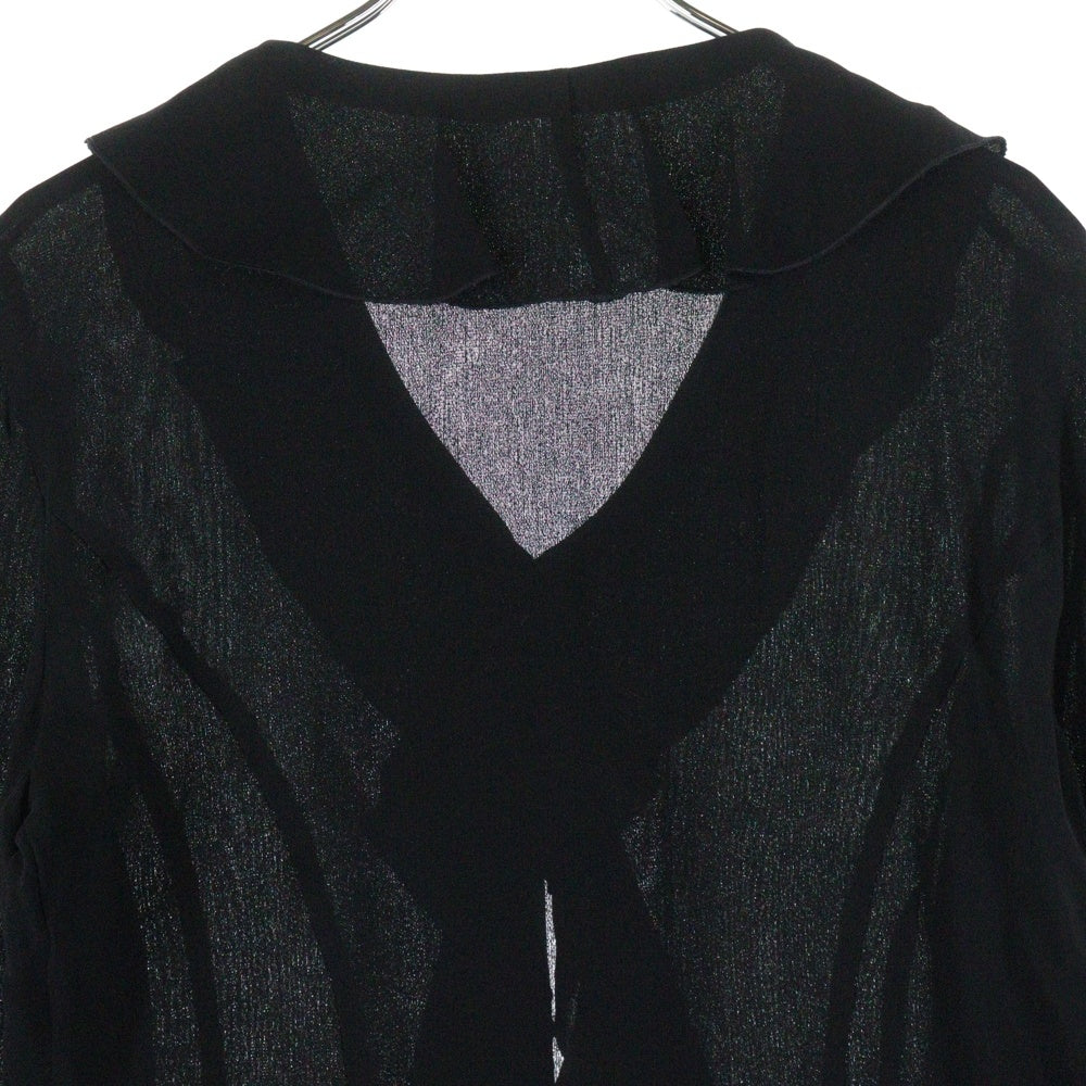 EMPORIO ARMANI(エンポリオアルマーニ) シアー フリル ボウタイ ロングスリーブ 長袖 シャツ ブラウス レディース ブラック D-TK-6246