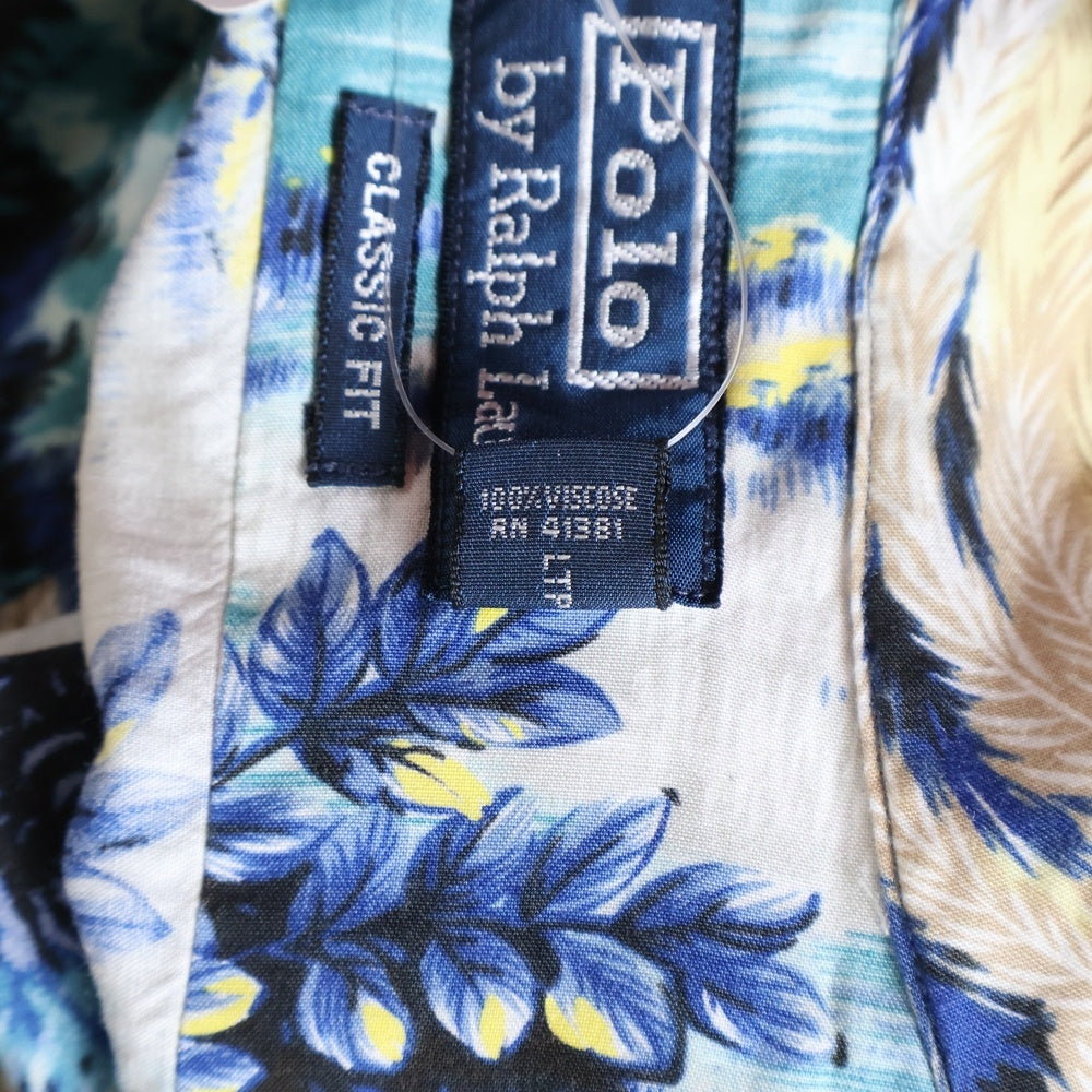 POLO RALPH LAUREN(ポロラルフローレン) 90S CLASSIC FIT 総柄 不死鳥 レーヨン オープンカラー 半袖アロハシャツ マルチカラー