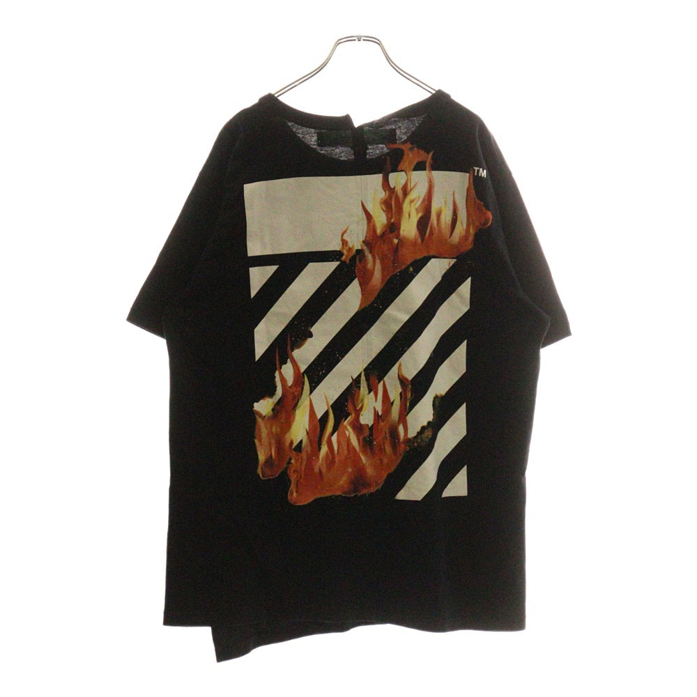 OFF-WHITE(オフホワイト) 18SS DIAG FIRE SPLICED S/S T-SHIRT ダイアゴナル ファイヤースプライスド 半袖Tシャツ カットソー ブラック OMAA032S18185078