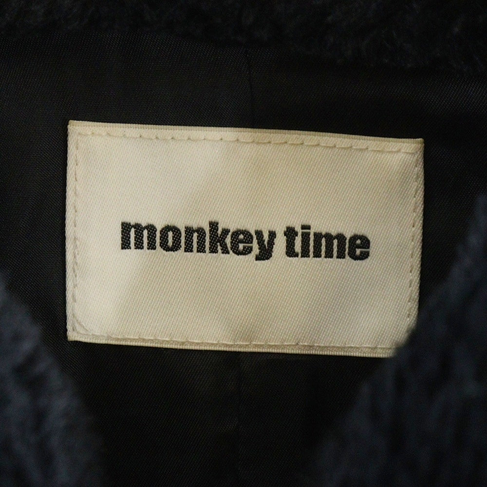 monkey time(モンキータイム) MT FAUX FUR ZIP BLSN ダブルポケット ジップアップ ファーブルゾン ジャケット ブラック 8325-199-1484