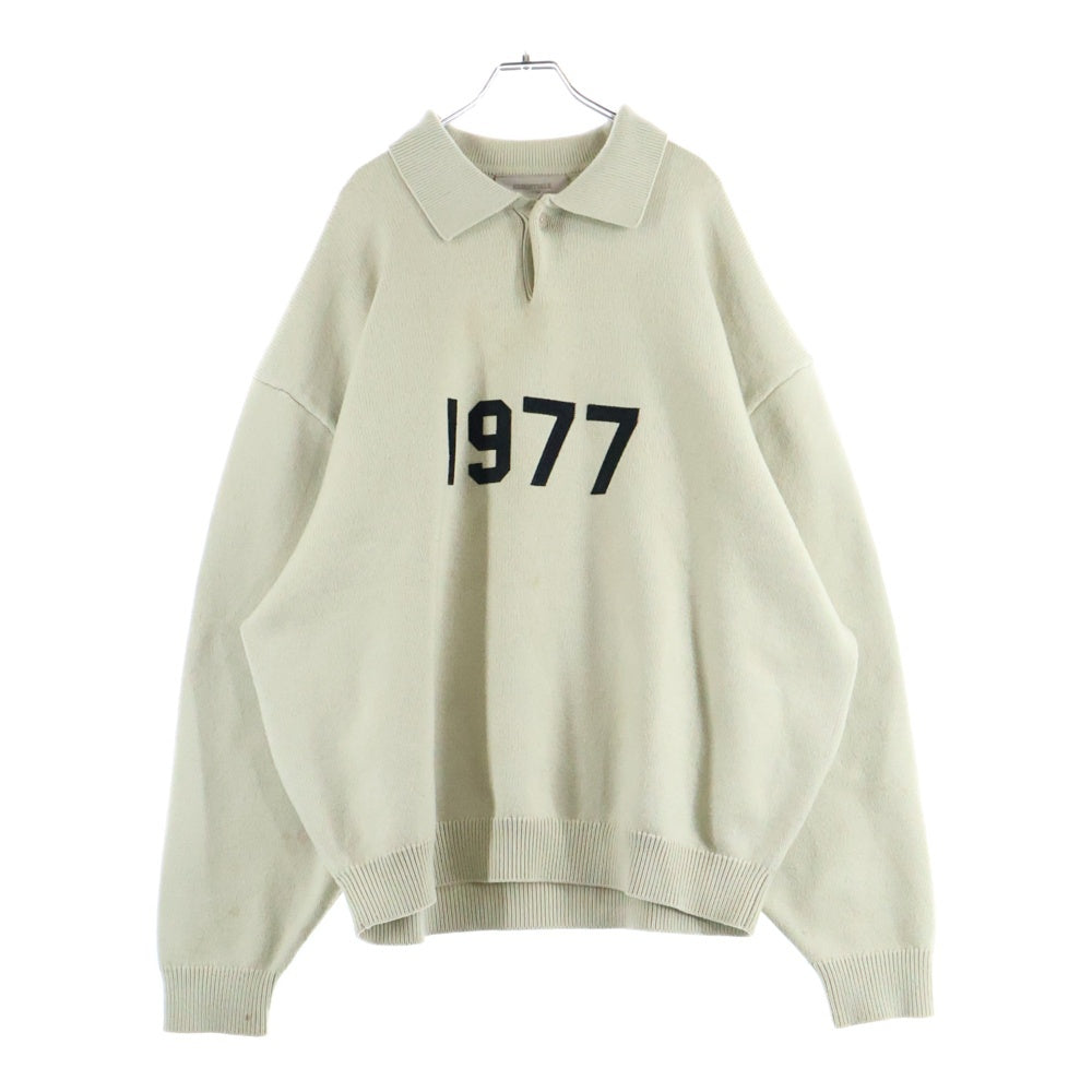 ESSENTIALS FEAR OF GOD(エッセンシャル フィアオブゴッド) 1977 KNIT LOGO LS POLO フロントロゴデザイン 1B ニットポロ セーター ベージュ