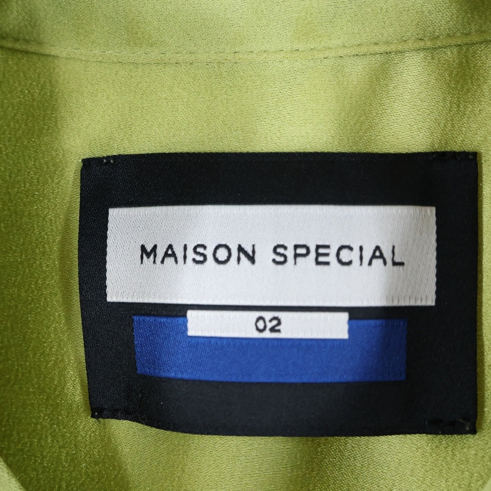 MAISON SPECIAL(メゾンスペシャル ) シャイニーサテンプライム オーバー オープンカラー 半袖シャツ グリーン 11221311243