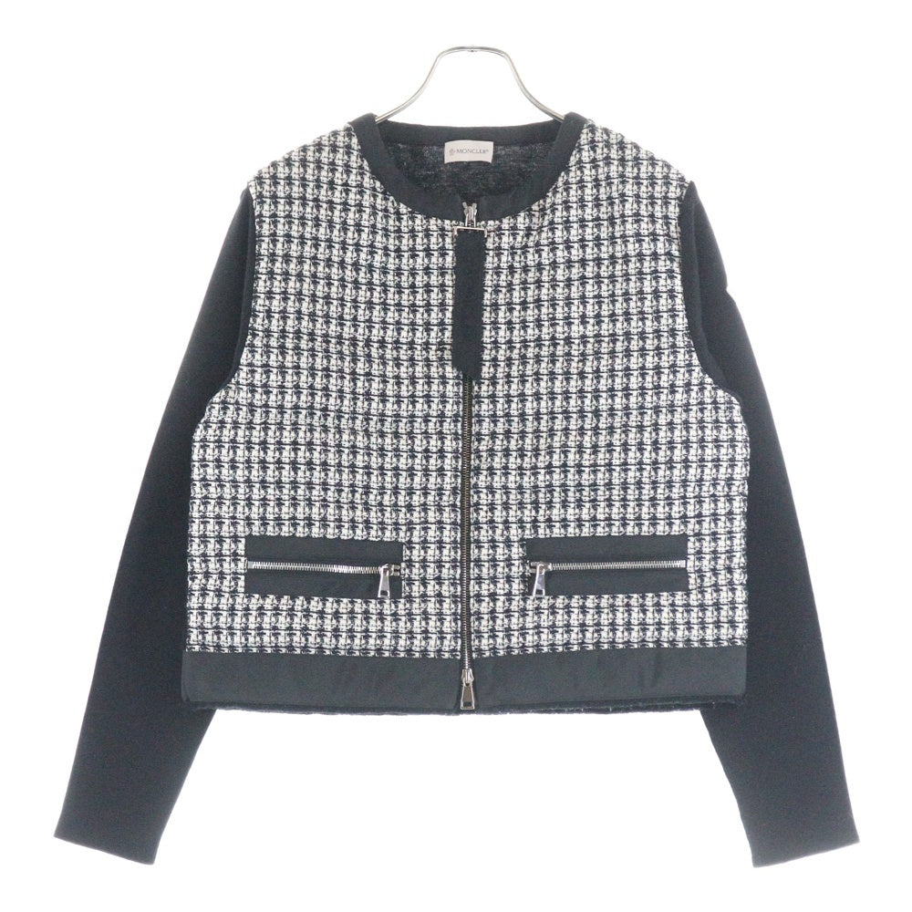 MONCLER(モンクレール) 23SS CARDIGAN TRICOT ツイード カーディガン ジャケット レディース ブラック/ホワイト I10939B00015