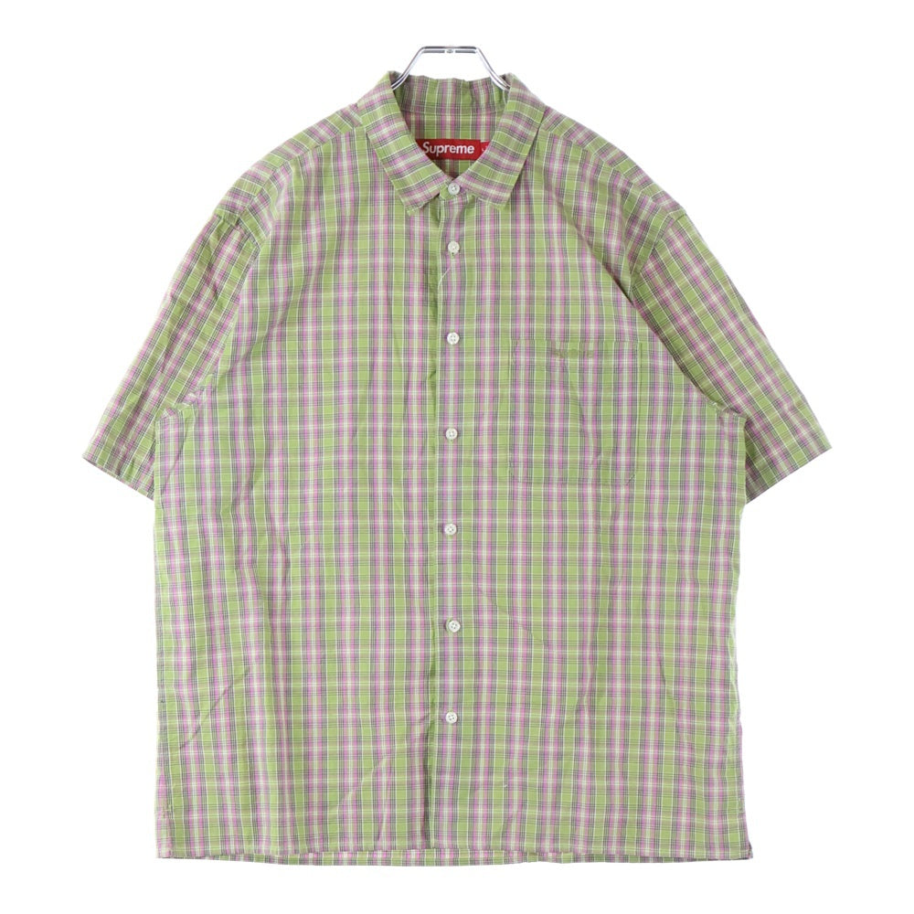 SUPREME(シュプリーム) 24SS Loose Fit Mini Plaid S/S Shirt ルーズフィット ミニプレイド 半袖シャツ グリーン
