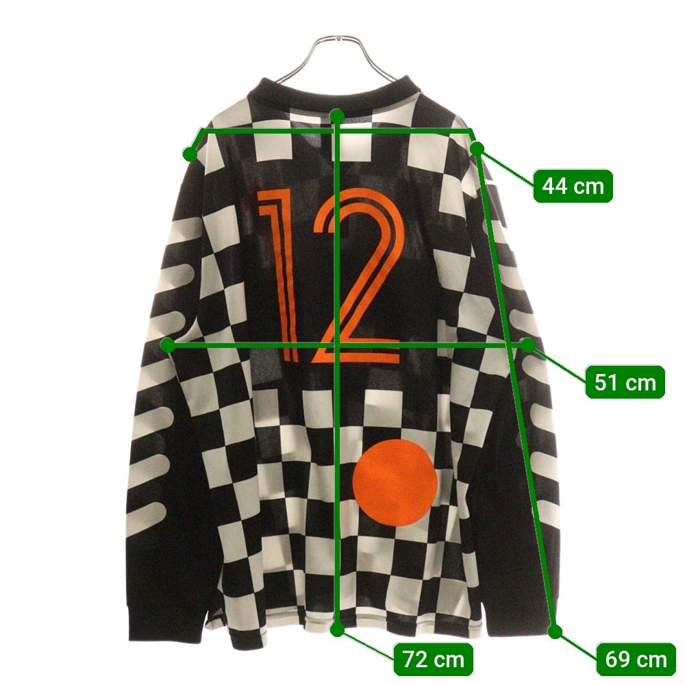 NIKE(ナイキ) 18SS ×OFF-WHITE FB JERSEY AWAY オフホワイト フットボール アウェイ ジャージ チェック柄長袖 ロングスリーブシャツ ブラック/ホワイト AO1217-010