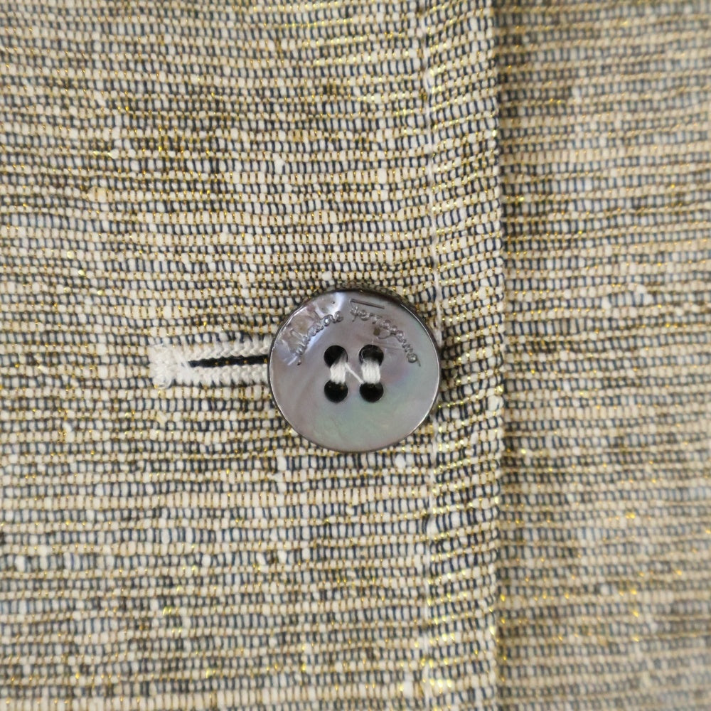 Salvatore Ferragamo(サルヴァトーレ フェラガモ) シルク混 レーヨンボタンジャケット レディース ゴールド