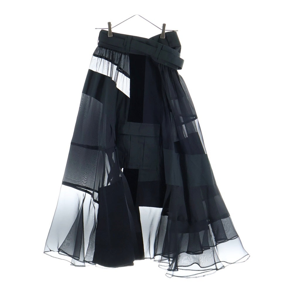 Sacai(サカイ) 20SS パッチワーク フレアラップロングスカート レディース ブラック 20-04901