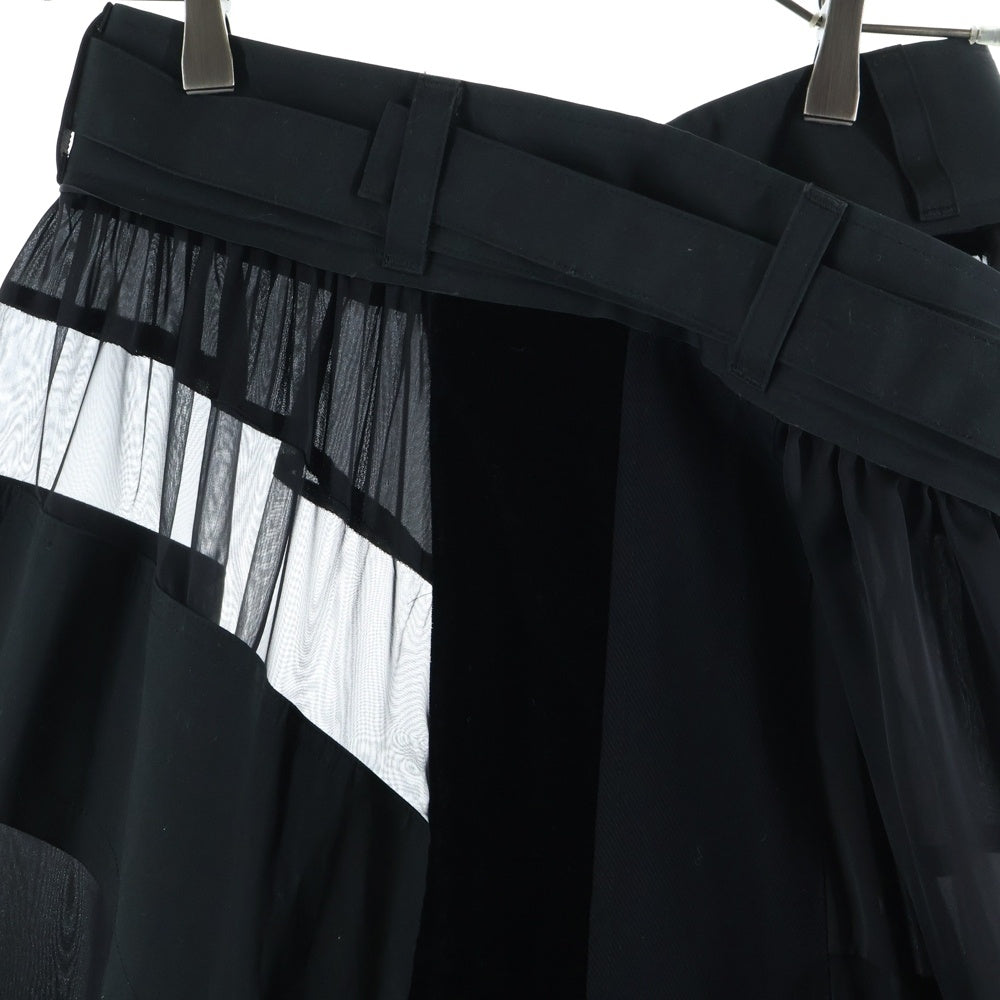 Sacai(サカイ) 20SS パッチワーク フレアラップロングスカート レディース ブラック 20-04901