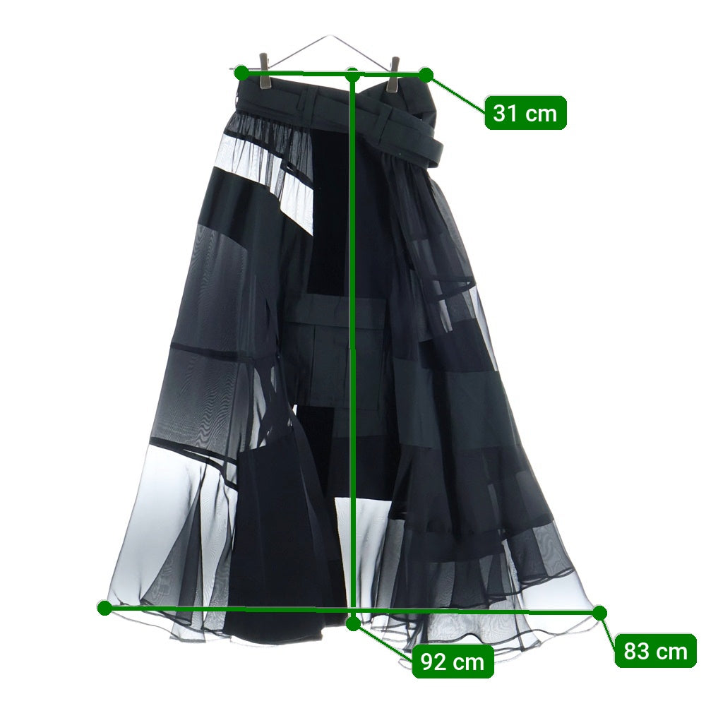 Sacai(サカイ) 20SS パッチワーク フレアラップロングスカート レディース ブラック 20-04901