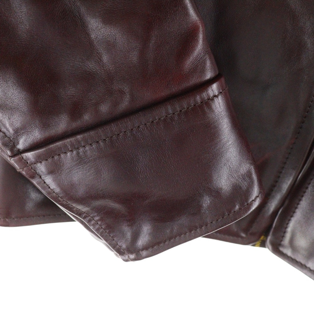 AERO LEATHER(エアロレザー) HALFBELT STF ハーフベルト スーパータイトフィット ホースハイド シングルライダース レザージャケット ボルドー