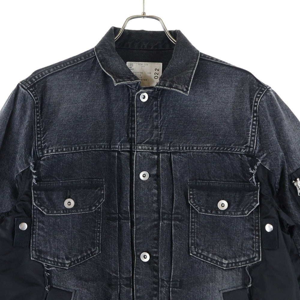 Sacai(サカイ) 20AW Denim × MA-1 Jacket ドッキング デニム トラッカージャケット ブラック SCM-022