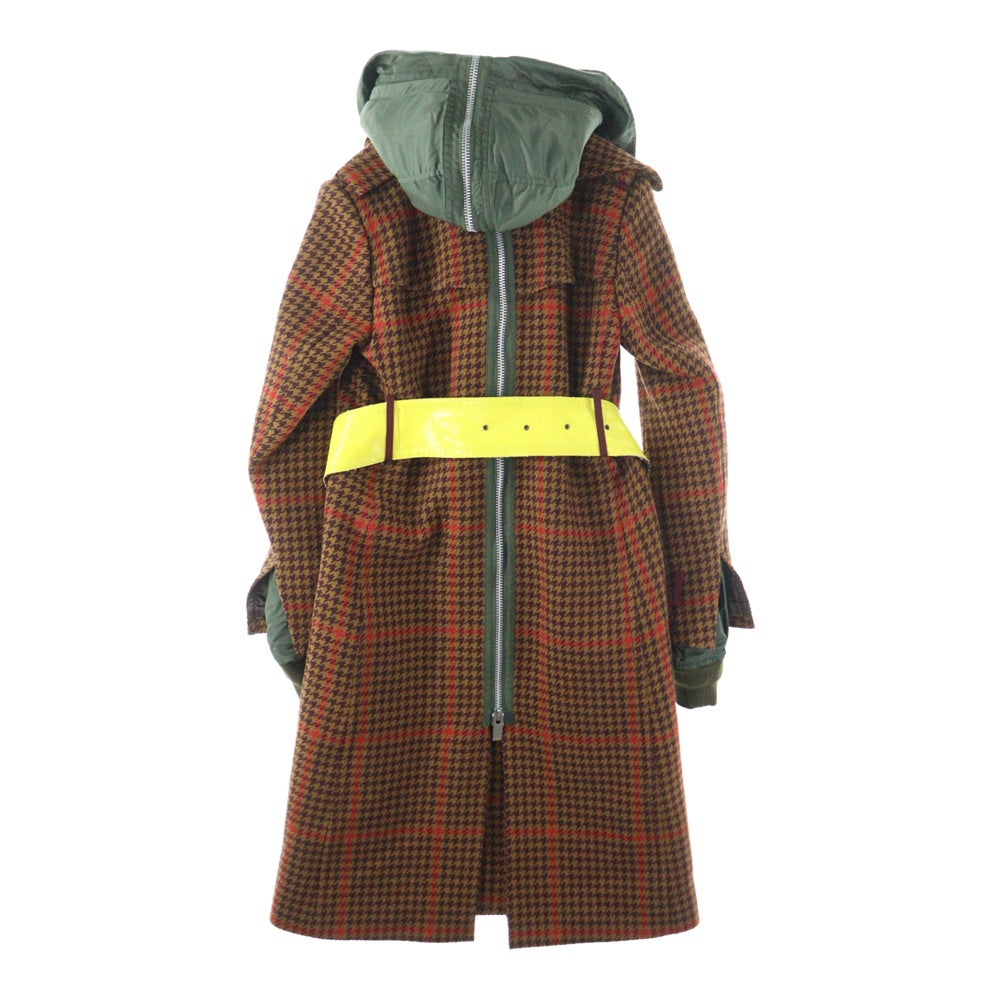 Sacai(サカイ) 17W ドッキングコート フライトジャケット ハウンドトゥース ブラウン/カーキ 17-03417 レディース