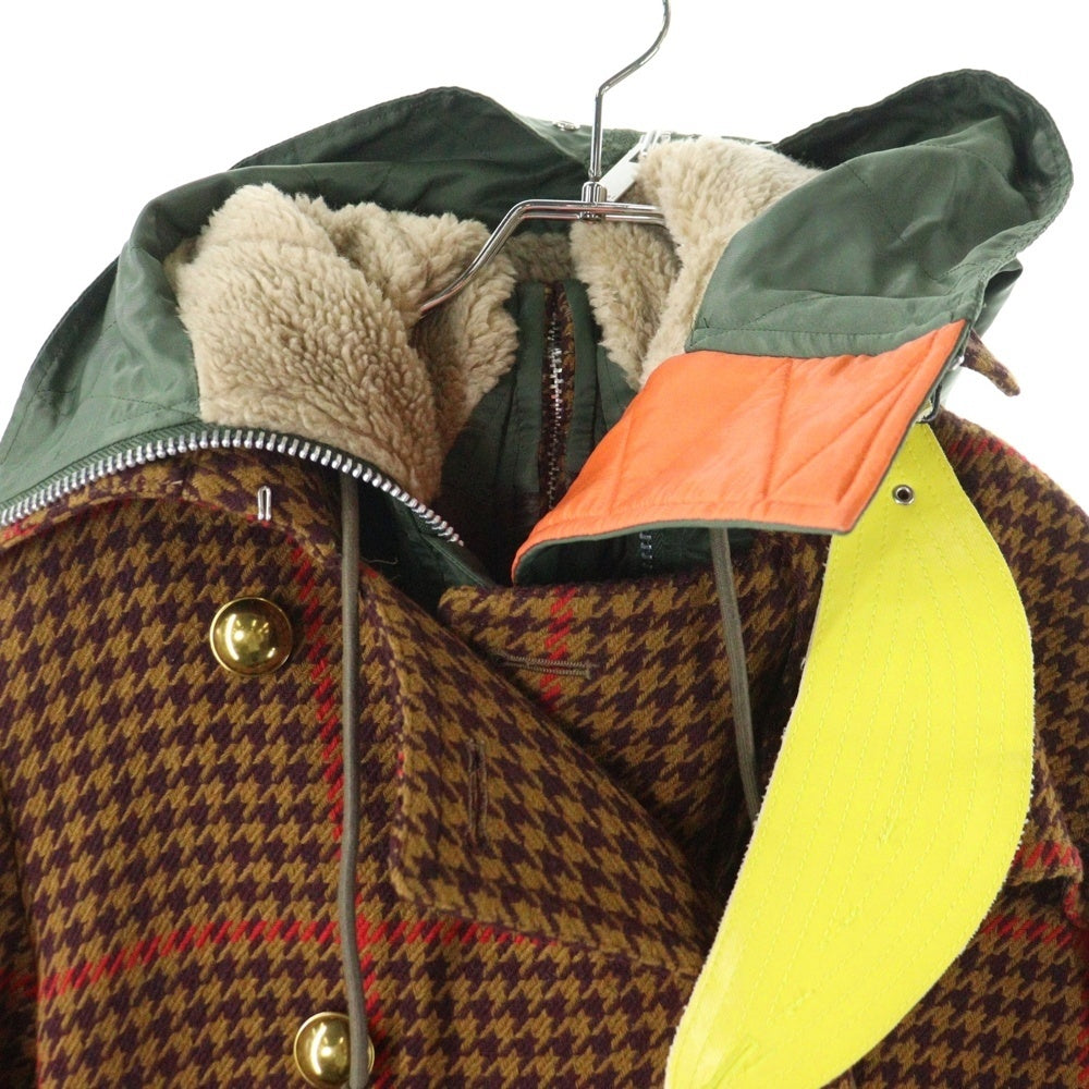Sacai(サカイ) 17W ドッキングコート フライトジャケット ハウンドトゥース ブラウン/カーキ 17-03417