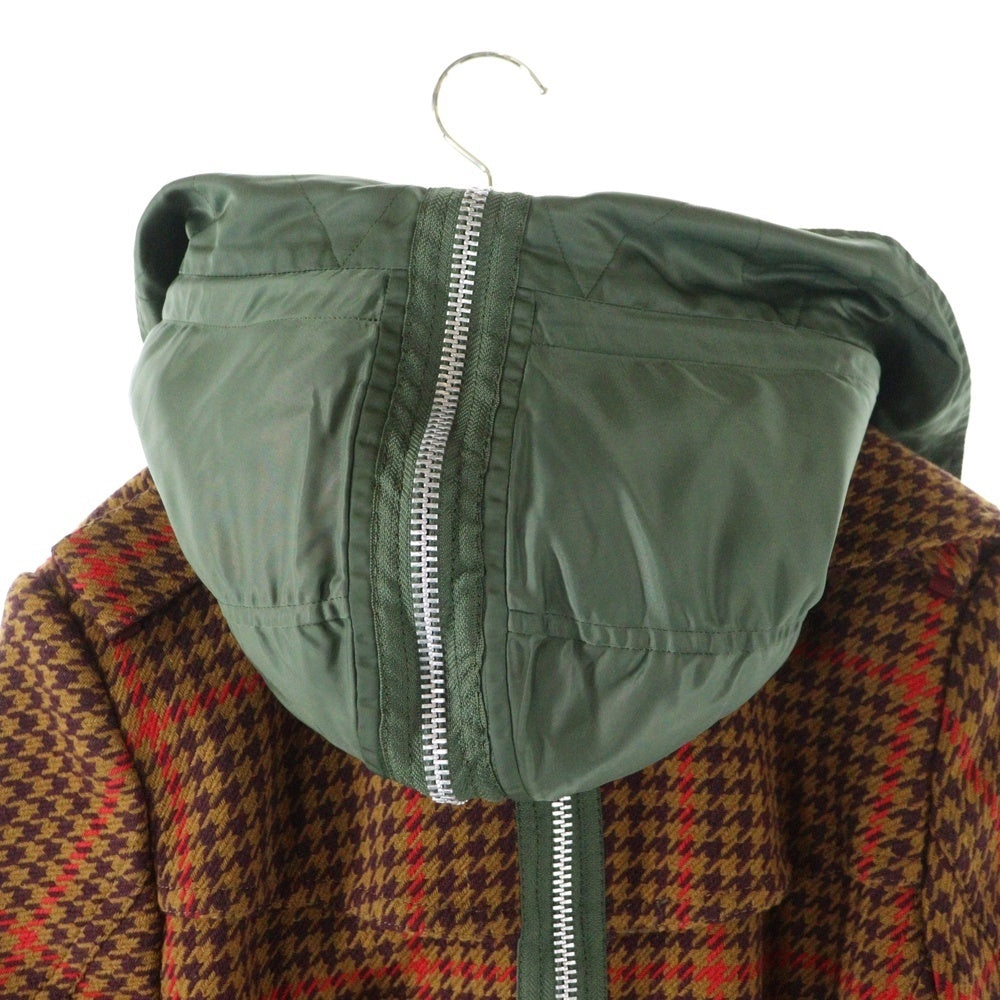 Sacai(サカイ) 17W ドッキングコート フライトジャケット ハウンドトゥース ブラウン/カーキ 17-03417