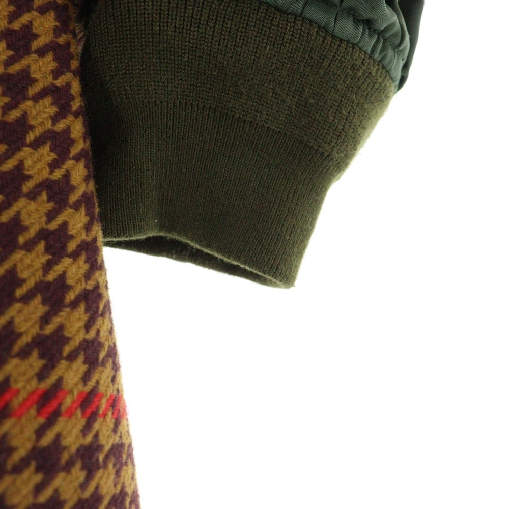 Sacai(サカイ) 17W ドッキングコート フライトジャケット ハウンドトゥース ブラウン/カーキ 17-03417 レディース