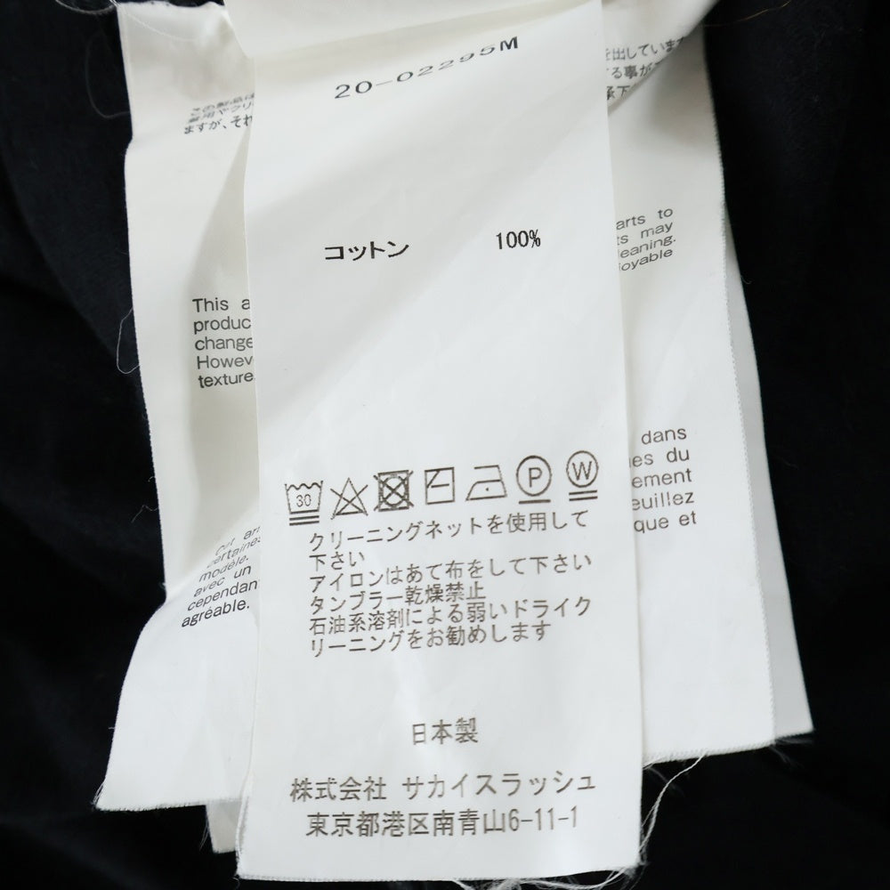 Sacai(サカイ) Zip Sleeve Long Tee ジップスリーブTシャツ ブラック 20-02295M