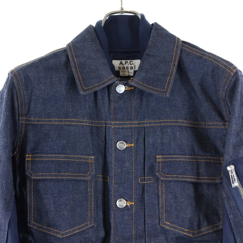 Sacai(サカイ) 21SS ×A.P.C. EIMI MA-1 BLOUSON アーペーセー ドッキングデニムジャケット インディゴ