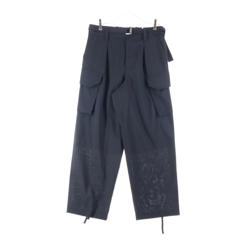 Sacai(サカイ) 25SS ベルテッド ポリウール カーゴパンツ ブラック 25  