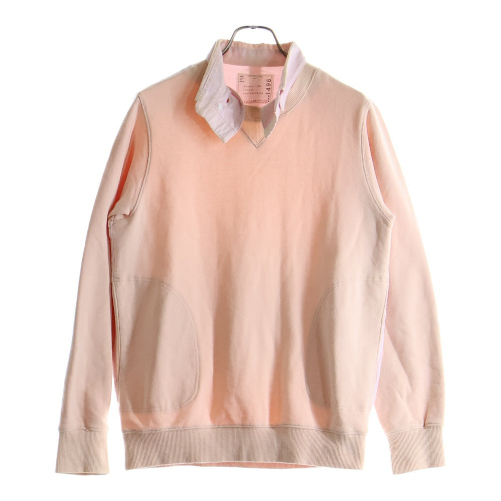 Sacai(サカイ) シャツ ドッキング スウェットトレーナー ピンク 17-01496M