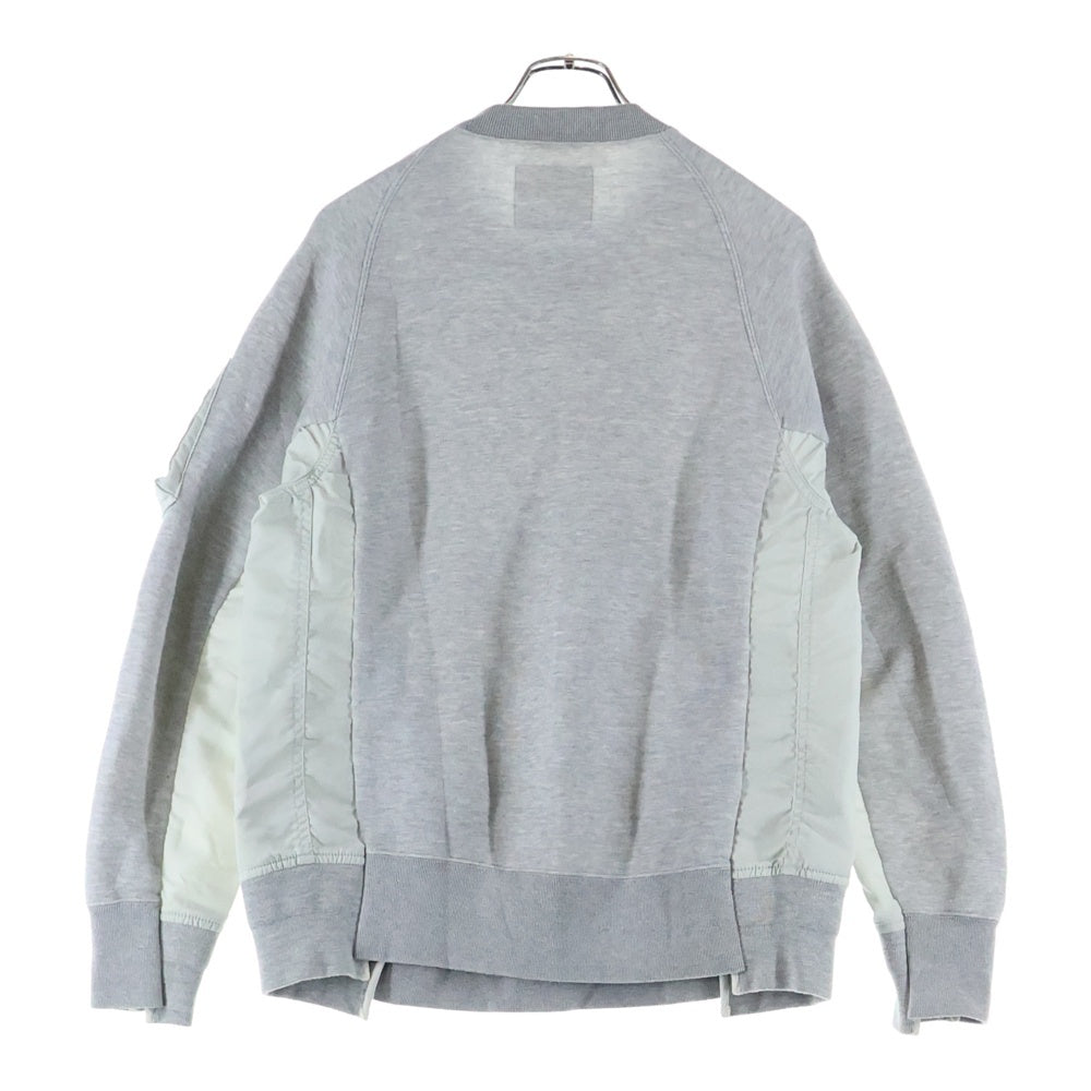 Sacai(サカイ) 22AW Sponge Sweat × MA-1 Pullover ドッキングスウェットトレーナー グレー SCM-043