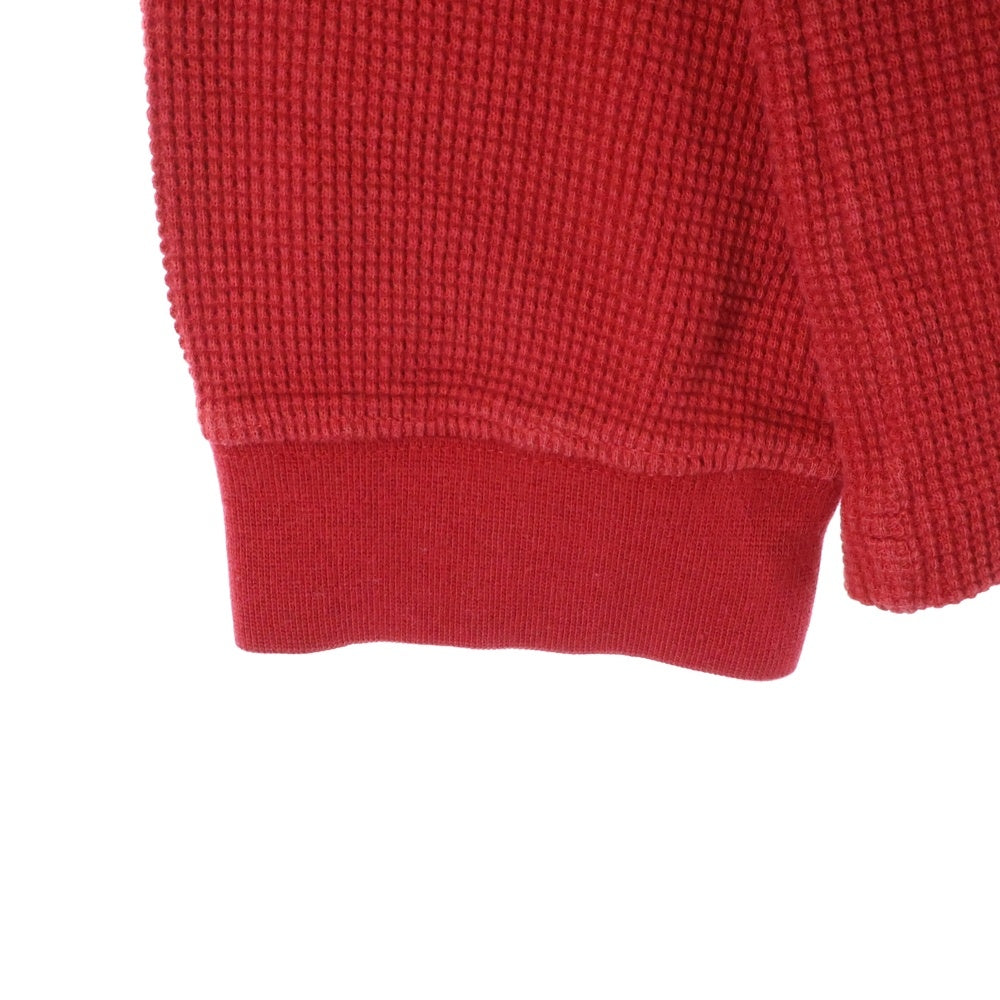 Eddie Bauer(エディバウワー) インドネシア製 コットンワッフル ヘンリーネック 長袖Tシャツ カットソー レッド