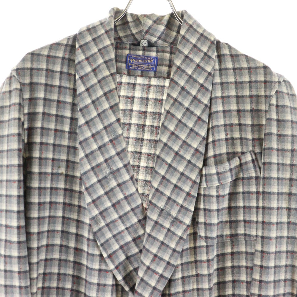 PENDLETON(ペンドルトン) 40S VINTAGE ヴィンテージ USA製 チェック柄 ウール ロングガウンコート グレー