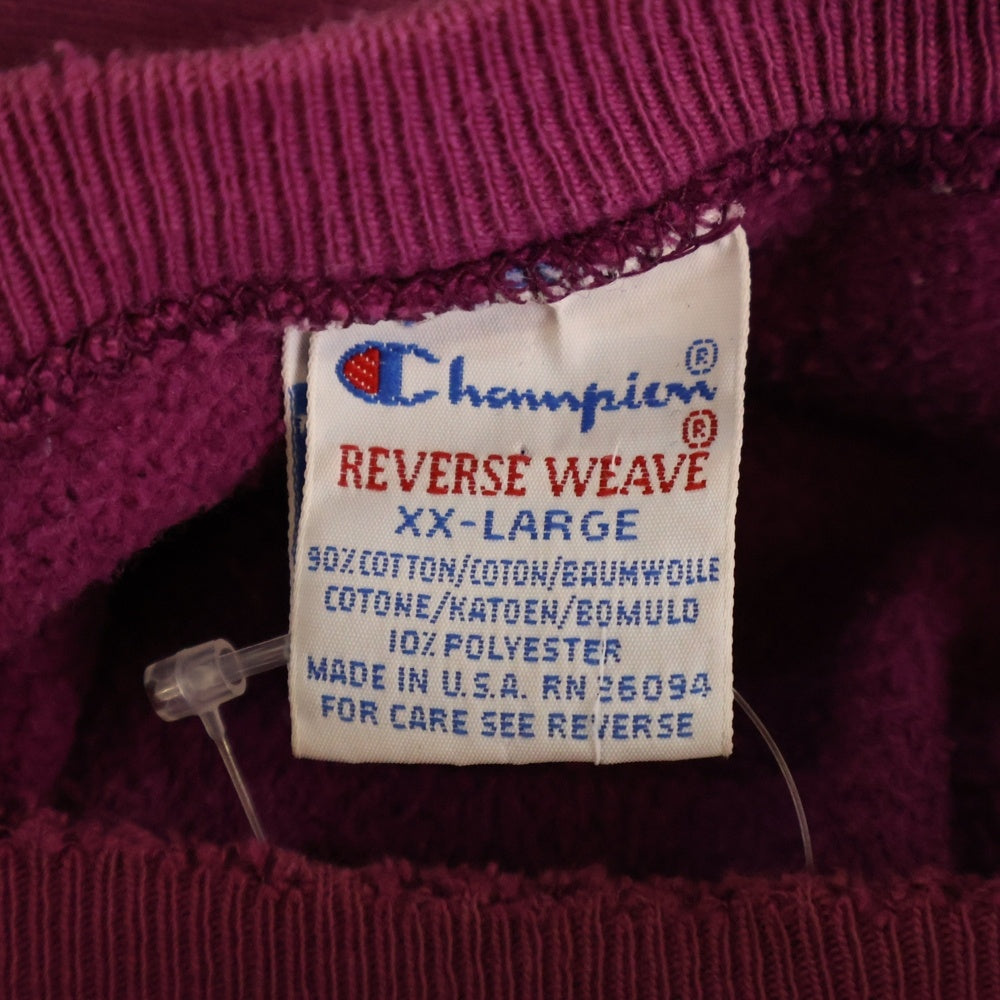 CHAMPION(チャンピオン) 90S VINTAGE REVERSE WEAVE USA製 リバースウィーブ 刺繍タグ クルーネック コットンスウェット トレーナー パープル