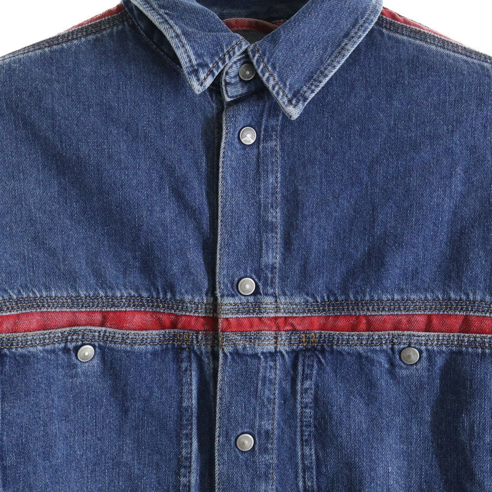 DIESEL(ディーゼル) DE-HORA-FS ライン切り替え ロゴデザイン 9B ダブル胸ポケット デニムシャツ ワンピース レディース インディゴ A05890