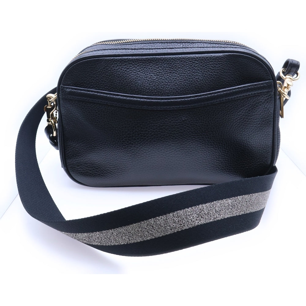 COACH(コーチ) フロントロゴデザイン チャーム付き レザーショルダーバッグ ブラック ゴールド金具 B2079-F75818