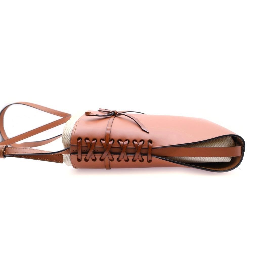 LOEWE(ロエベ) IKEBANA イケバナ アナグラム カーフスキン レースアップ レザー トートバッグ ブラウン レディース A858I01X01