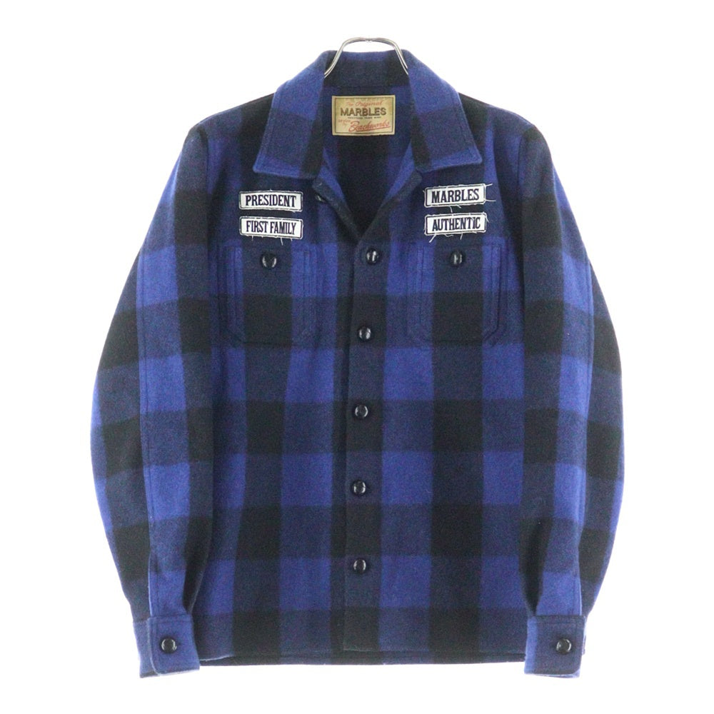 Marbles(マーブルズ) BUEFALO CHECK SHIRT JACKET バッファロー チェック シャツ ジャケット ブルー/ブラック MSH-A1401