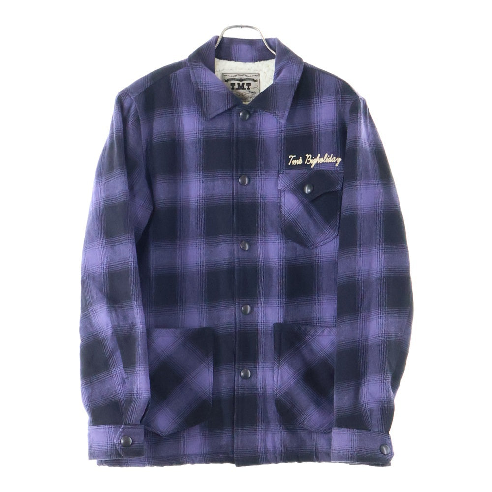 T.M.T(ティーエムティー) VINTAGE OMBRE CHECK BOA SHIRTS JACKET ヴィンテージ オンブレチェック ボア シャツ ジャケット パープル/ブラック TJK-F18IN01