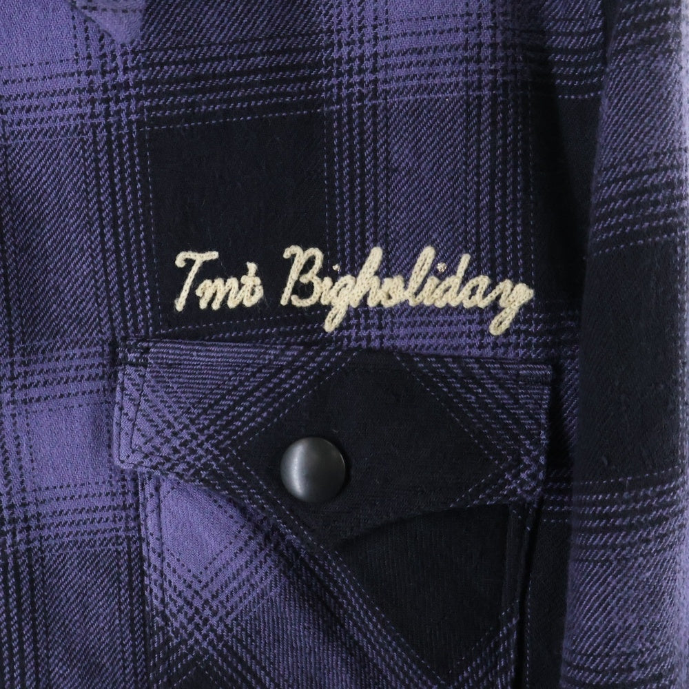 T.M.T(ティーエムティー) VINTAGE OMBRE CHECK BOA SHIRTS JACKET ヴィンテージ オンブレチェック ボア シャツ ジャケット パープル/ブラック TJK-F18IN01
