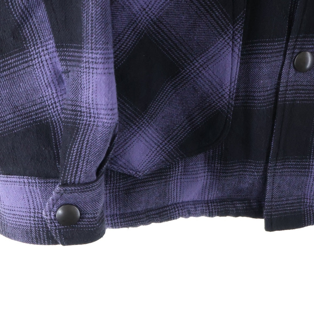 T.M.T(ティーエムティー) VINTAGE OMBRE CHECK BOA SHIRTS JACKET ヴィンテージ オンブレチェック ボア シャツ ジャケット パープル/ブラック TJK-F18IN01