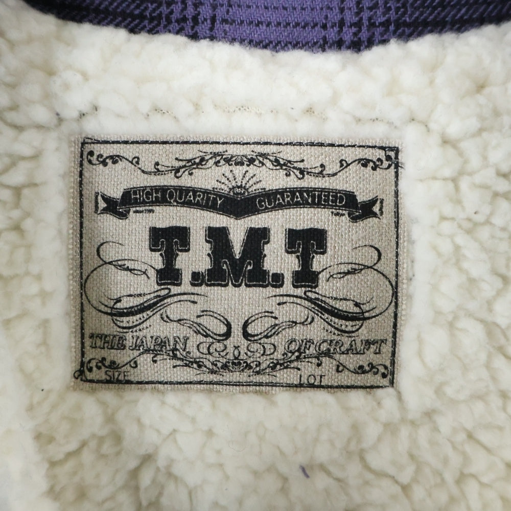 T.M.T(ティーエムティー) VINTAGE OMBRE CHECK BOA SHIRTS JACKET ヴィンテージ オンブレチェック ボア シャツ ジャケット パープル/ブラック TJK-F18IN01