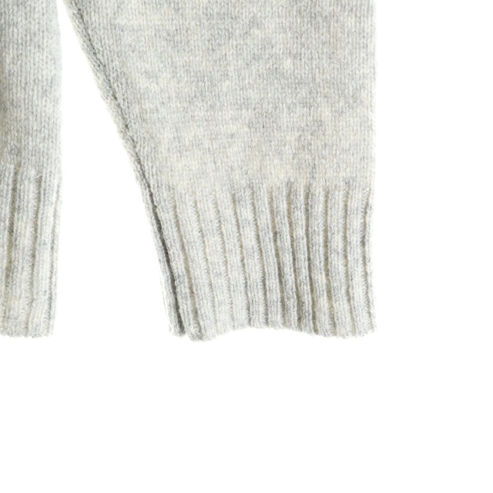 LOUNGE LIZARD(ラウンジリザード) ハイゲージ クルーネック ダメージ ニット セーター グレー