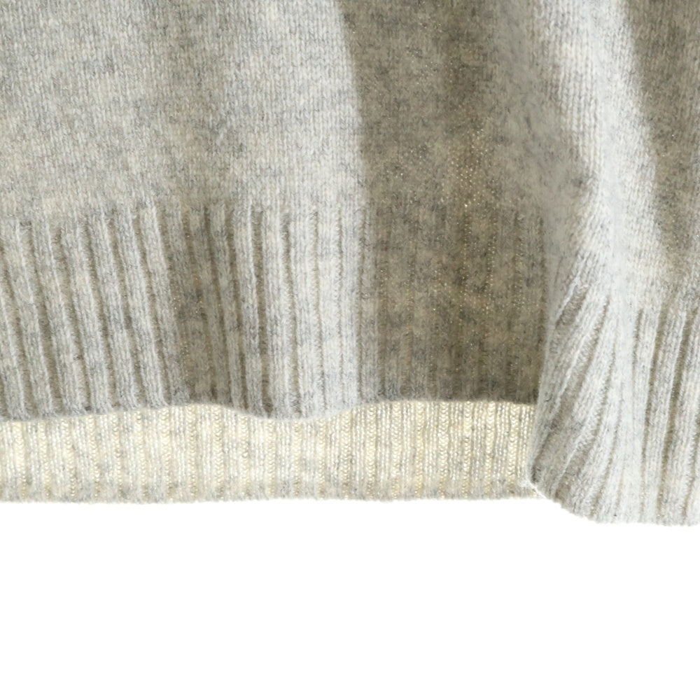 LOUNGE LIZARD(ラウンジリザード) ハイゲージ クルーネック ダメージ ニット セーター グレー