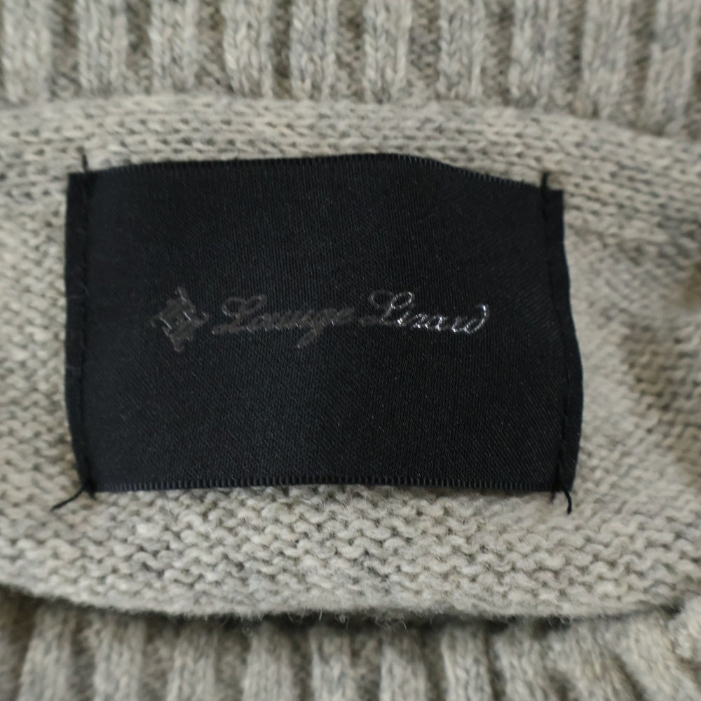 LOUNGE LIZARD(ラウンジリザード) ハイゲージ クルーネック ダメージ ニット セーター グレー