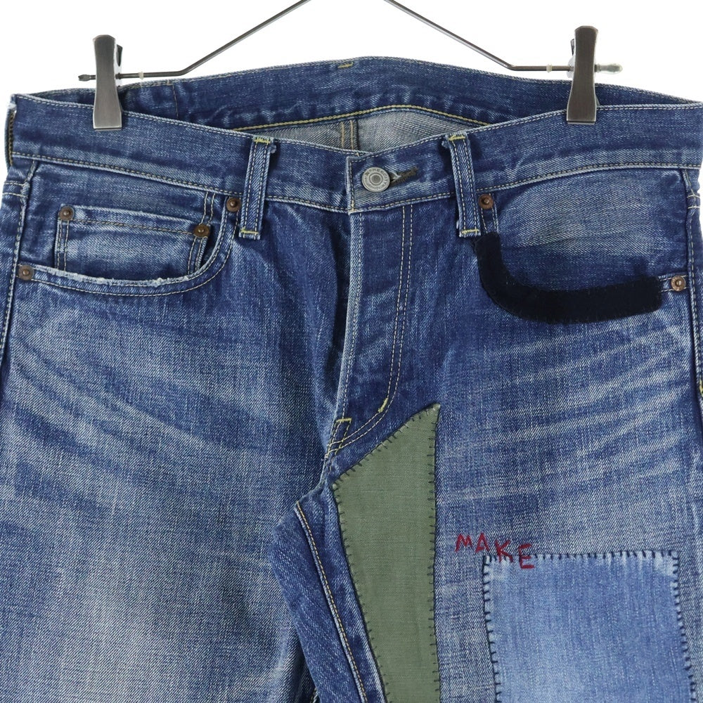 FREE CITY(フリーシティ) ボタンフライ 5ポケット パッチワークデニム パンツ インディゴ 700037-251