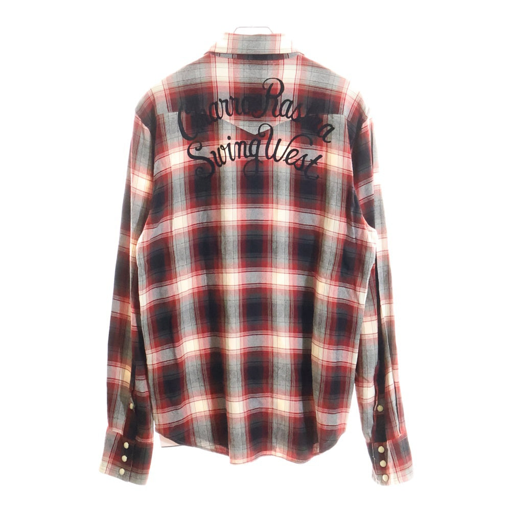WACKO MARIA(ワコマリア) レギュラーカラー タータンチェック レーヨン ウエスタン ロングスリーブ 長袖シャツ レッド