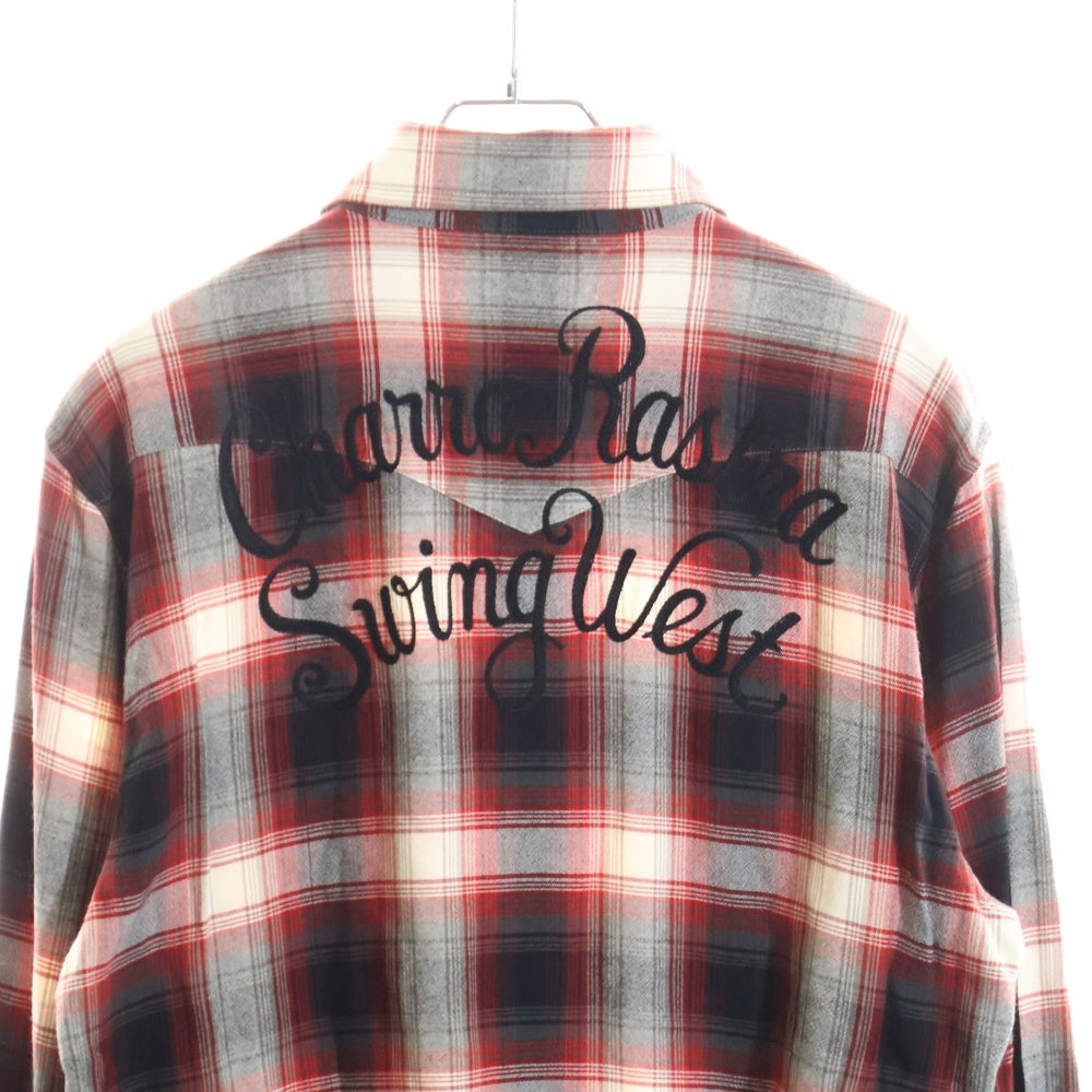 WACKO MARIA(ワコマリア) レギュラーカラー タータンチェック レーヨン ウエスタン ロングスリーブ 長袖シャツ レッド