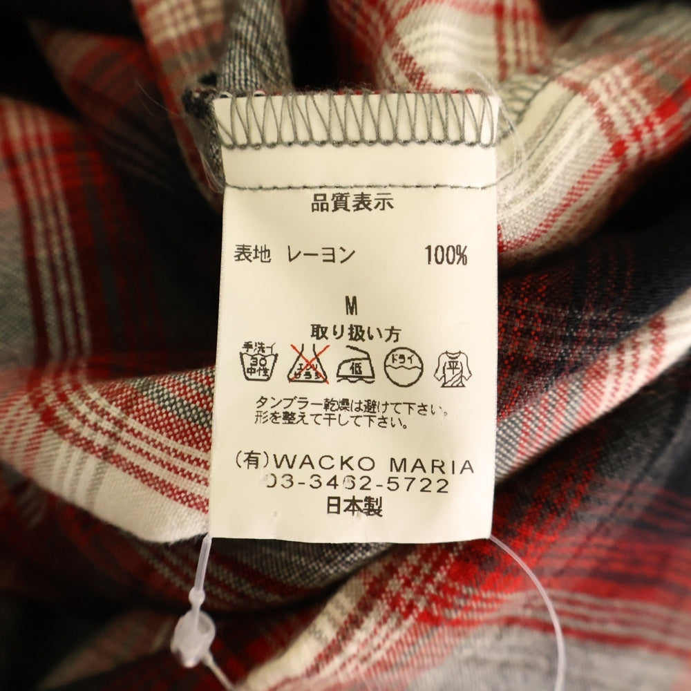 WACKO MARIA(ワコマリア) レギュラーカラー タータンチェック レーヨン ウエスタン ロングスリーブ 長袖シャツ レッド
