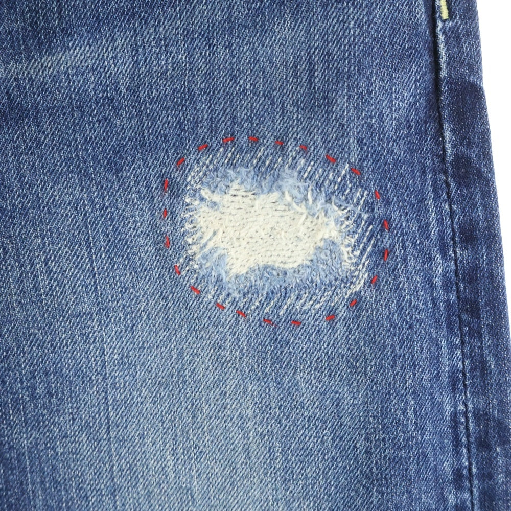 HYSTERIC GLAMOUR(ヒステリックグラマー) ロックスタッズ ウォッシュド クラッシュ ストレート デニム パンツ インディゴ 0204AP10