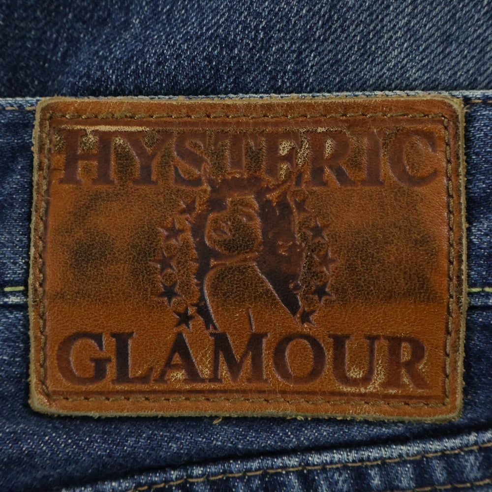 HYSTERIC GLAMOUR(ヒステリックグラマー) ロックスタッズ ウォッシュド クラッシュ ストレート デニム パンツ インディゴ 0204AP10