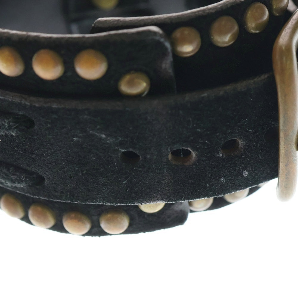 NUMBER (N)INE(ナンバーナイン) スタッズ バックル ベルト レザー バングル ブレスレット ブラック