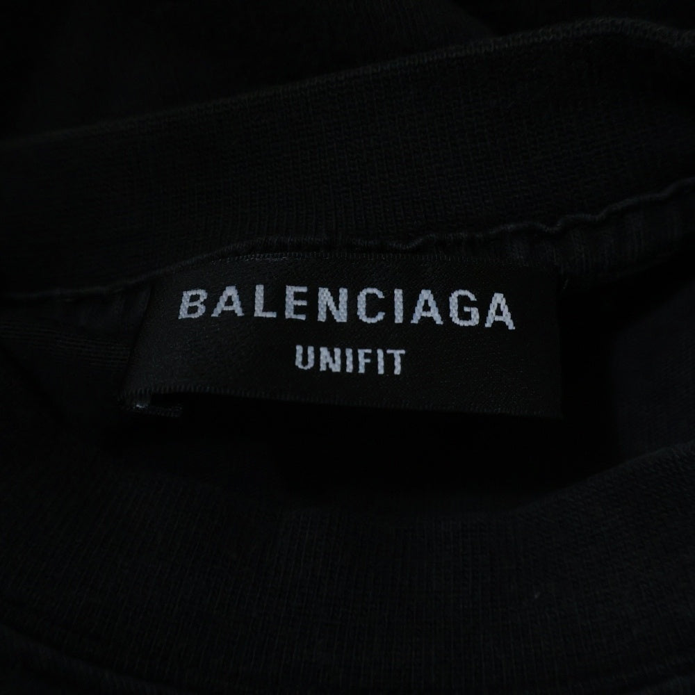 BALENCIAGA(バレンシアガ) STRIKE 1917 OVERSIZED T-SHIRT ロゴプリントオーバーサイズ半袖Tシャツ クルーネックカットソー ブラック 694576 TMVJ6