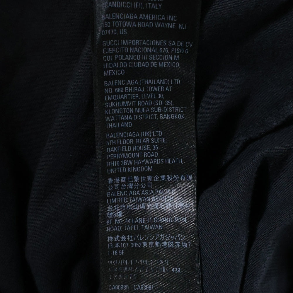 BALENCIAGA(バレンシアガ) STRIKE 1917 OVERSIZED T-SHIRT ロゴプリントオーバーサイズ半袖Tシャツ クルーネックカットソー ブラック 694576 TMVJ6